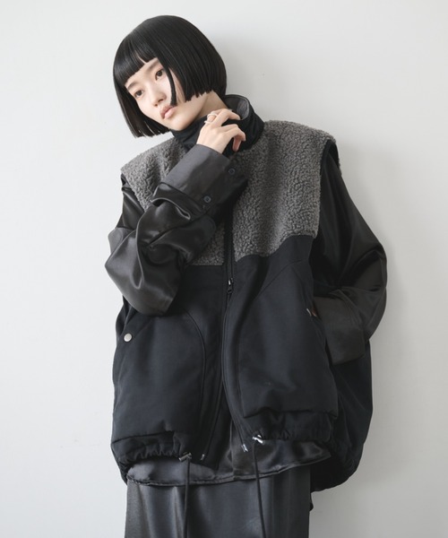 サテンオープンカラーオーバーシャツ/セットアップ可能（シャツ