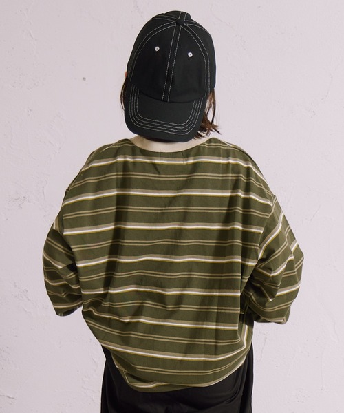 PAIRMANON STREET（ペアマノンストリート）の「ボーダー 長袖 Tシャツ【PAIRMANON STREET】（Tシャツ/カットソー・キッズ・グレー/ブラウン/パープル/ネイビー/ホワイト/ブラック/ホワイト系その他/グリーン・110/120/130/140/150/160/90/100）」の15枚目の写真