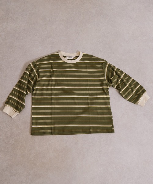 PAIRMANON STREET（ペアマノンストリート）の「ボーダー 長袖 Tシャツ【PAIRMANON STREET】（Tシャツ/カットソー・キッズ・グレー/ブラウン/パープル/ネイビー/ホワイト/ブラック/ホワイト系その他/グリーン・110/120/130/140/150/160/90/100）」の17枚目の写真