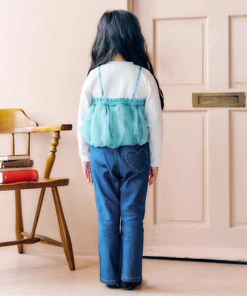 apres les cours（アプレレクール）の「【スリット】裾パール・ラインストーン フレアきゅんパンツ_ジュニア対応（デニムパンツ・キッズ・ブラック/ブルー・90/100/110/120/130/140）」の19枚目の写真