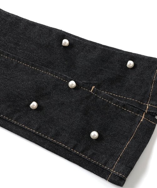 apres les cours（アプレレクール）の「【スリット】裾パール・ラインストーン フレアきゅんパンツ_ジュニア対応（デニムパンツ・キッズ・ブラック/ブルー・90/100/110/120/130/140）」の9枚目の写真