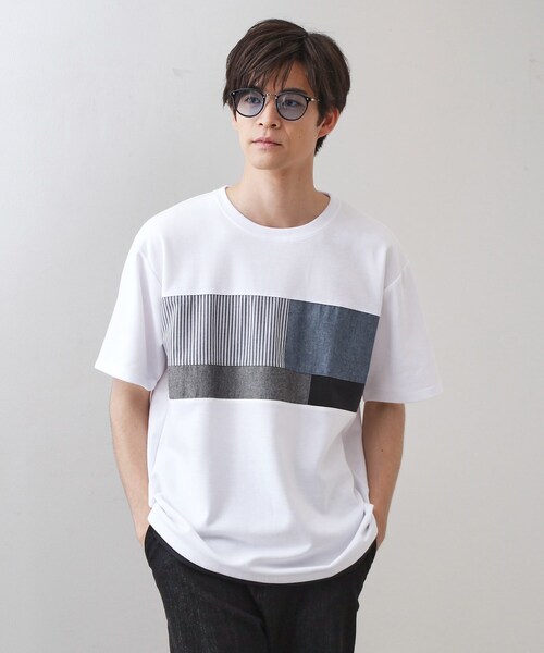 THE SHOP TK (ザ ショップ ティーケー )の「パネル切替半袖Tシャツ(Tシャツ/カットソー・メンズ・ライトブルー/ブラック/オフホワイト/ネイビー・03/02)」の2枚目の写真
