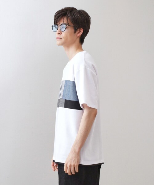 THE SHOP TK (ザ ショップ ティーケー )の「パネル切替半袖Tシャツ(Tシャツ/カットソー・メンズ・ライトブルー/ブラック/オフホワイト/ネイビー・03/02)」の6枚目の写真