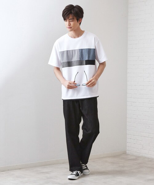 THE SHOP TK (ザ ショップ ティーケー )の「パネル切替半袖Tシャツ(Tシャツ/カットソー・メンズ・ライトブルー/ブラック/オフホワイト/ネイビー・03/02)」の7枚目の写真