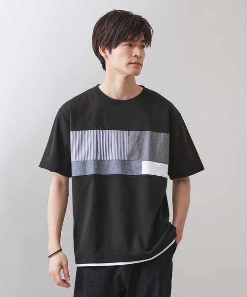 THE SHOP TK (ザ ショップ ティーケー )の「パネル切替半袖Tシャツ(Tシャツ/カットソー・メンズ・ライトブルー/ブラック/オフホワイト/ネイビー・03/02)」の9枚目の写真