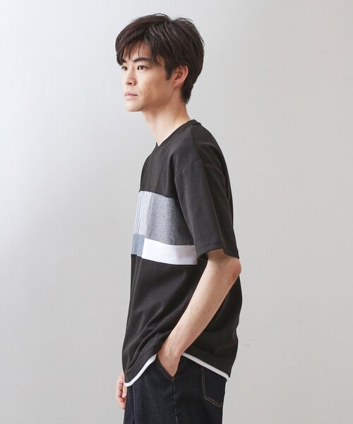 THE SHOP TK (ザ ショップ ティーケー )の「パネル切替半袖Tシャツ(Tシャツ/カットソー・メンズ・ライトブルー/ブラック/オフホワイト/ネイビー・03/02)」の10枚目の写真