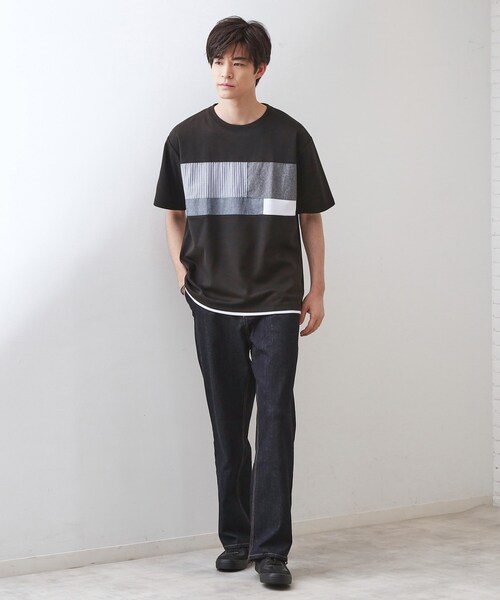 THE SHOP TK (ザ ショップ ティーケー )の「パネル切替半袖Tシャツ(Tシャツ/カットソー・メンズ・ライトブルー/ブラック/オフホワイト/ネイビー・03/02)」の11枚目の写真
