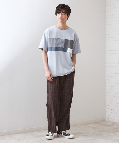 THE SHOP TK (ザ ショップ ティーケー )の「パネル切替半袖Tシャツ(Tシャツ/カットソー・メンズ・ライトブルー/ブラック/オフホワイト/ネイビー・03/02)」の15枚目の写真
