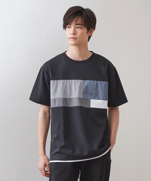 THE SHOP TK (ザ ショップ ティーケー )の「パネル切替半袖Tシャツ(Tシャツ/カットソー・メンズ・ライトブルー/ブラック/オフホワイト/ネイビー・03/02)」の17枚目の写真