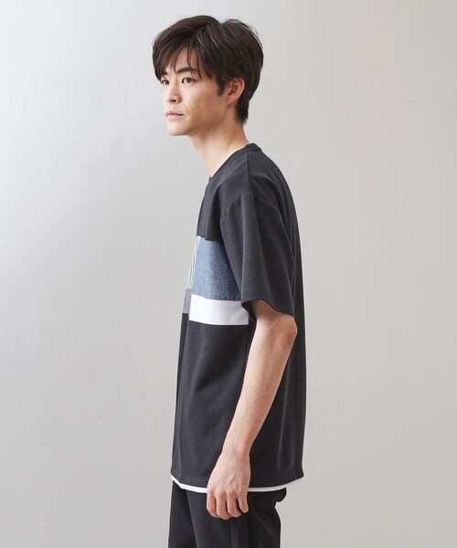 THE SHOP TK (ザ ショップ ティーケー )の「パネル切替半袖Tシャツ(Tシャツ/カットソー・メンズ・ライトブルー/ブラック/オフホワイト/ネイビー・03/02)」の18枚目の写真