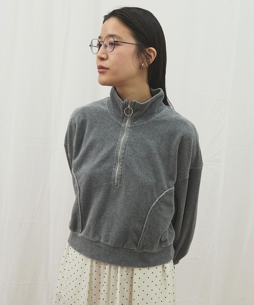 fig Ｌondon（フィグロンドン）の「track velour half zip（Tシャツ/カットソー・レディース・グレー/ブラック/グリーン・FREE）」の3枚目の写真