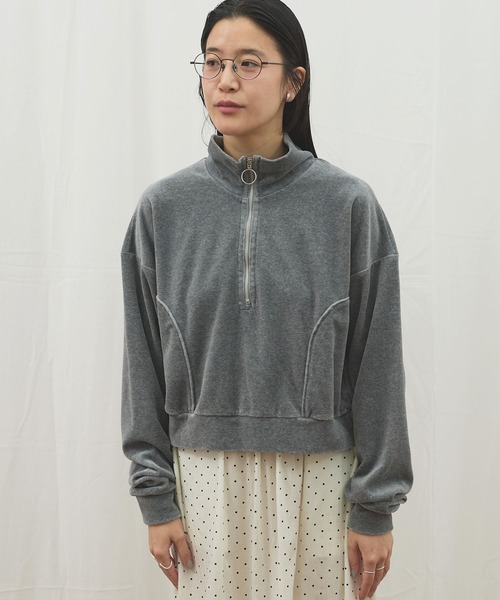 fig Ｌondon（フィグロンドン）の「track velour half zip（Tシャツ/カットソー・レディース・グレー/ブラック/グリーン・FREE）」の7枚目の写真