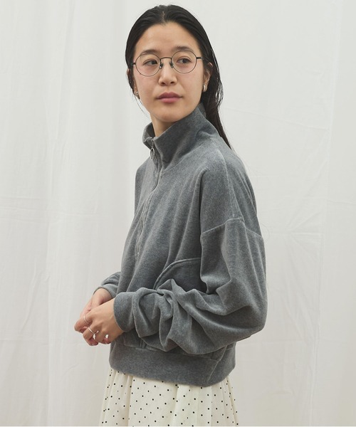 fig Ｌondon（フィグロンドン）の「track velour half zip（Tシャツ/カットソー・レディース・グレー/ブラック/グリーン・FREE）」の5枚目の写真