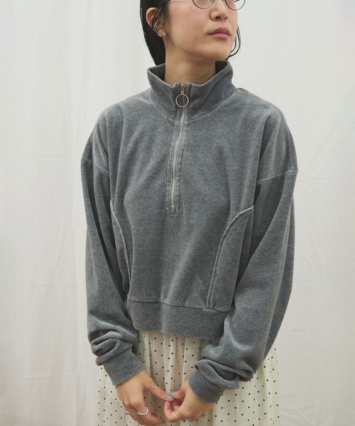 fig Ｌondon（フィグロンドン）の「track velour half zip（Tシャツ/カットソー・レディース・グレー/ブラック/グリーン・FREE）」の8枚目の写真
