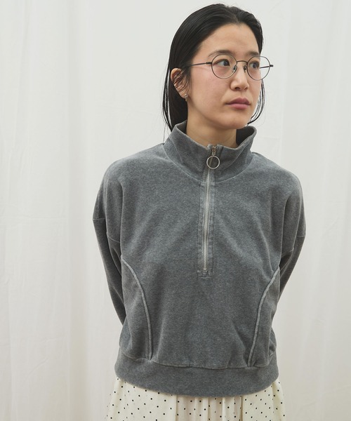 fig Ｌondon（フィグロンドン）の「track velour half zip（Tシャツ/カットソー・レディース・グレー/ブラック/グリーン・FREE）」の10枚目の写真