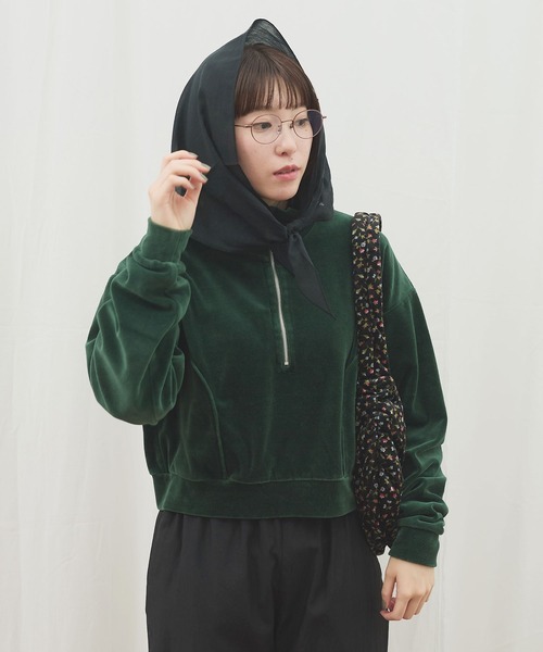 fig Ｌondon（フィグロンドン）の「track velour half zip（Tシャツ/カットソー・レディース・グレー/ブラック/グリーン・FREE）」の22枚目の写真