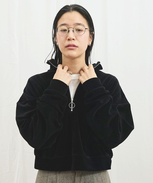 fig Ｌondon（フィグロンドン）の「track velour half zip（Tシャツ/カットソー・レディース・グレー/ブラック/グリーン・FREE）」の21枚目の写真