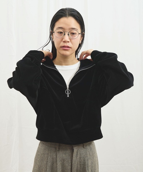 fig Ｌondon（フィグロンドン）の「track velour half zip（Tシャツ/カットソー・レディース・グレー/ブラック/グリーン・FREE）」の20枚目の写真