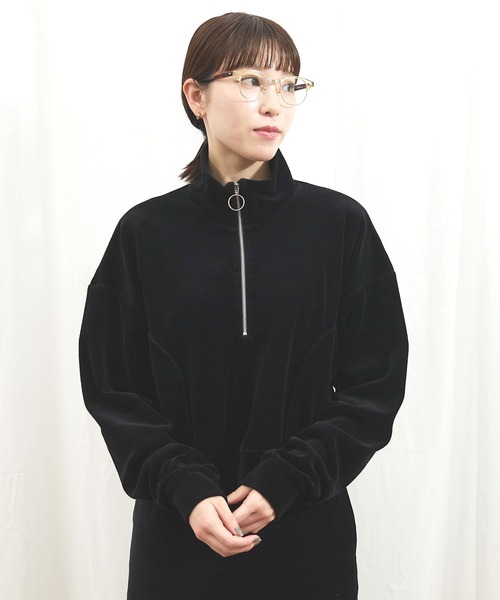 fig Ｌondon（フィグロンドン）の「track velour half zip（Tシャツ/カットソー・レディース・グレー/ブラック/グリーン・FREE）」の19枚目の写真