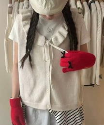 【秋新作】フリル付きニットベスト/【3色展開】