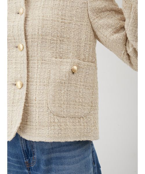 美品♡ミラオーウェン　パッチポケット金ボタンロングツイードジャケット Mila Owen（ミラオーウェン）の「パッチポケット金ボタンロング