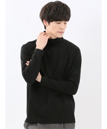 Tシャツ メンズ 長袖 ストレッチ 綿 コットン 無地 シルケット スムス ハイネック ドレスT