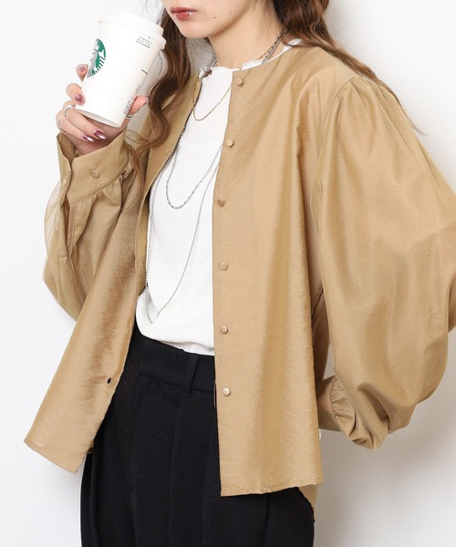 Anna Nicola(アンナニコラ)の「Anna Nicola 2wayチュールスリーブブラウス(シャツ/ブラウス・レディース・ブラック/モカ/キャメル・38)」の19枚目の写真