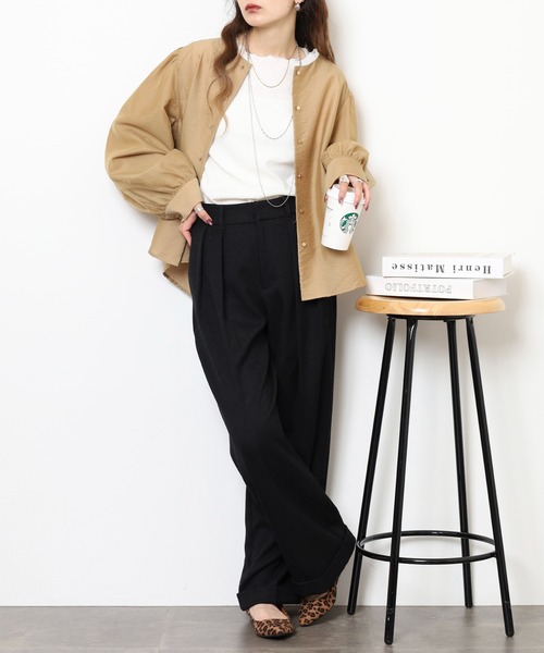 Anna Nicola(アンナニコラ)の「Anna Nicola 2wayチュールスリーブブラウス(シャツ/ブラウス・レディース・ブラック/モカ/キャメル・38)」の20枚目の写真