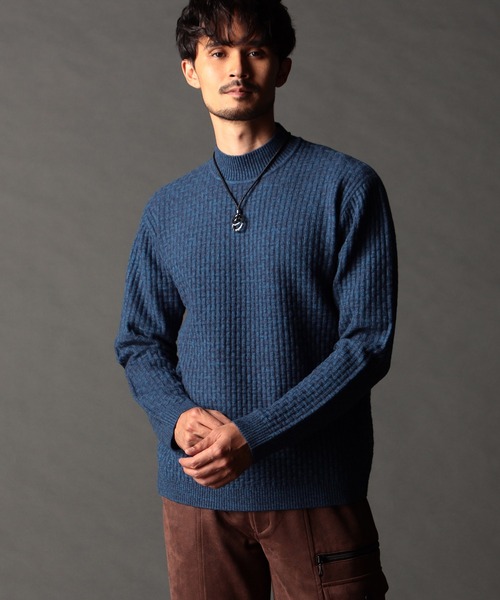 NICOLE CLUB FOR MEN（ニコルクラブフォーメン）の「リンクスバスケットモックネックニット（ニット/セーター・メンズ・ブルー系/ホワイト系/ブラック/ブラック系その他・MEDIUM/LARGE/X-LARGE）」の4枚目の写真