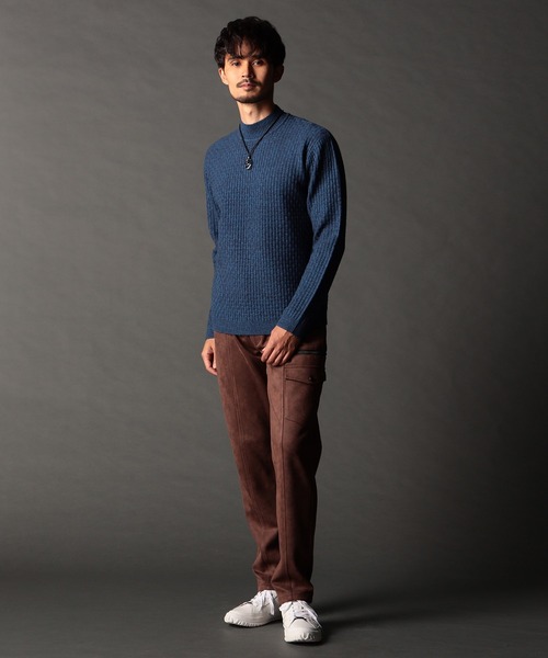 NICOLE CLUB FOR MEN（ニコルクラブフォーメン）の「リンクスバスケットモックネックニット（ニット/セーター・メンズ・ブルー系/ホワイト系/ブラック/ブラック系その他・MEDIUM/LARGE/X-LARGE）」の7枚目の写真