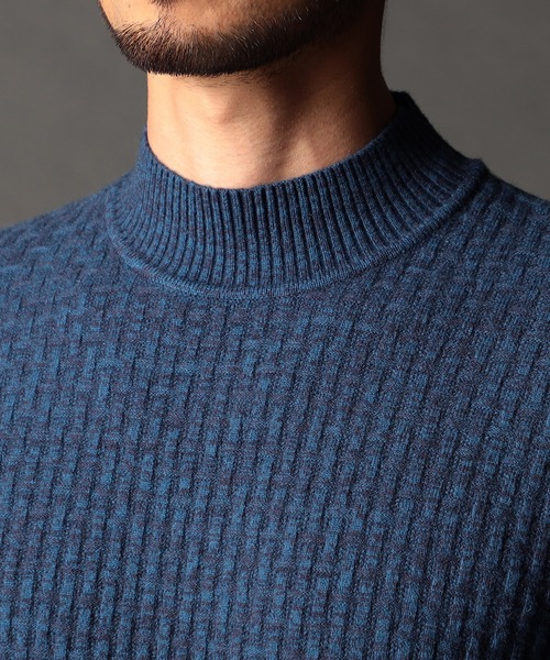NICOLE CLUB FOR MEN（ニコルクラブフォーメン）の「リンクスバスケットモックネックニット（ニット/セーター・メンズ・ブルー系/ホワイト系/ブラック/ブラック系その他・MEDIUM/LARGE/X-LARGE）」の11枚目の写真