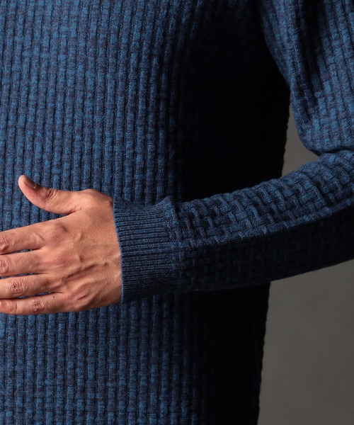 NICOLE CLUB FOR MEN（ニコルクラブフォーメン）の「リンクスバスケットモックネックニット（ニット/セーター・メンズ・ブルー系/ホワイト系/ブラック/ブラック系その他・MEDIUM/LARGE/X-LARGE）」の12枚目の写真