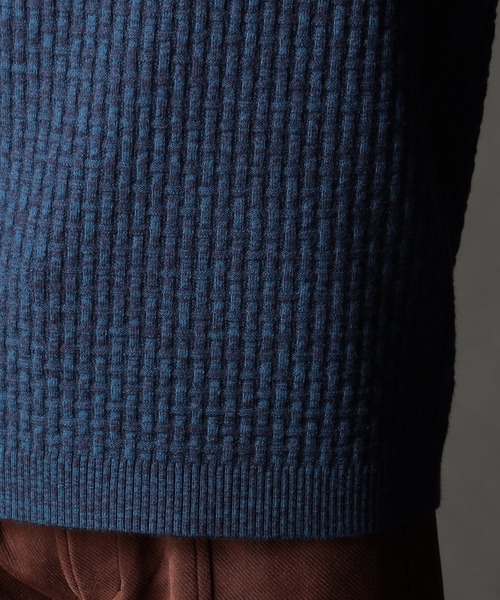 NICOLE CLUB FOR MEN（ニコルクラブフォーメン）の「リンクスバスケットモックネックニット（ニット/セーター・メンズ・ブルー系/ホワイト系/ブラック/ブラック系その他・MEDIUM/LARGE/X-LARGE）」の13枚目の写真