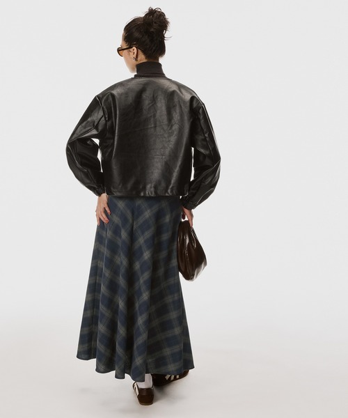 coca(coca)(コカ)の「フレアチェックスカート(スカート・レディース・ネイビー・S/L/M)」の4枚目の写真
