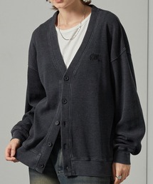 Alfred Alex(アルフレッドアレックス)の【Alfred Alex】ヴィンテージスノーウォッシュ加工ワンポイント刺繍ワッフルVネックカーディガン(カーディガン/ボレロ)