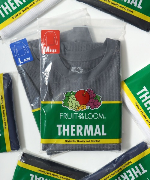 FRUIT OF THE LOOM（フルーツオブザルーム）の「FRUIT OF THE LOOM/フルーツオブザルーム 無地 ワッフル/サーマル クルーネック 長袖Tシャツ/ロングスリーブTシャツ/1P パックT/レディース メンズ（Tシャツ/カットソー・メンズ・ネイビー/ホワイト/ブラック/グレー・L/XL/M）」の4枚目の写真