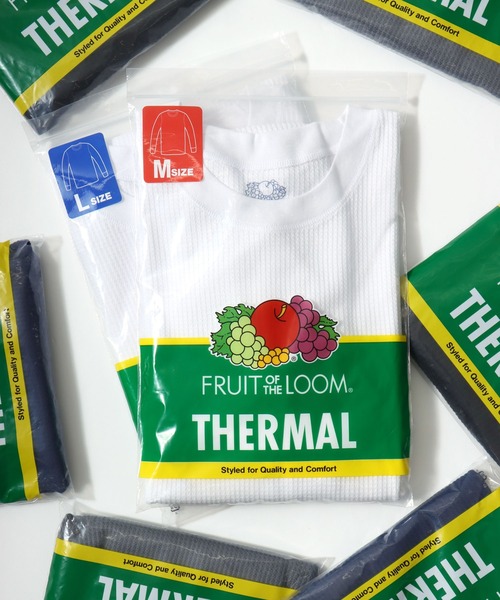 FRUIT OF THE LOOM（フルーツオブザルーム）の「FRUIT OF THE LOOM/フルーツオブザルーム 無地 ワッフル/サーマル クルーネック 長袖Tシャツ/ロングスリーブTシャツ/1P パックT/レディース メンズ（Tシャツ/カットソー・メンズ・ネイビー/ホワイト/ブラック/グレー・L/XL/M）」の2枚目の写真