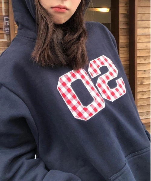 WEGO(ウィゴー)の「WEGO/チェックナンバリングプリントフーディートップス/パーカー(パーカー・レディース・ネイビー・MEDIUM/LARGE)」の16枚目の写真