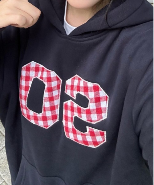 WEGO(ウィゴー)の「WEGO/チェックナンバリングプリントフーディートップス/パーカー(パーカー・レディース・ネイビー・MEDIUM/LARGE)」の11枚目の写真