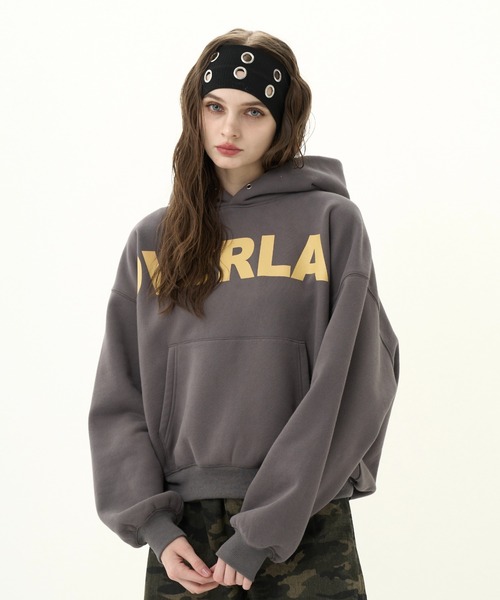 Fleece-lined logo hoodie/裏起毛ロゴトレーナー