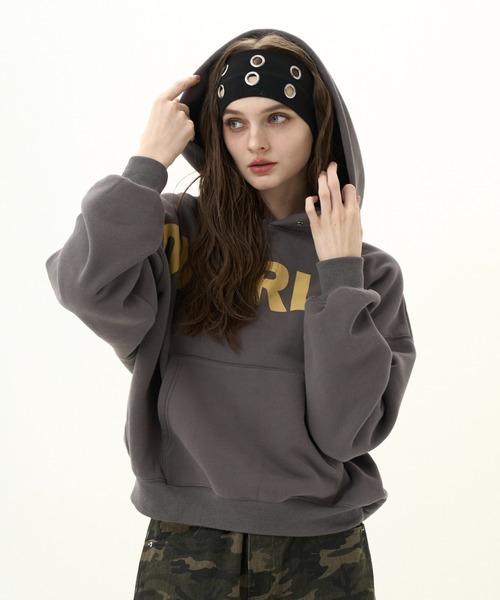 Fleece-lined logo hoodie/裏起毛ロゴトレーナー