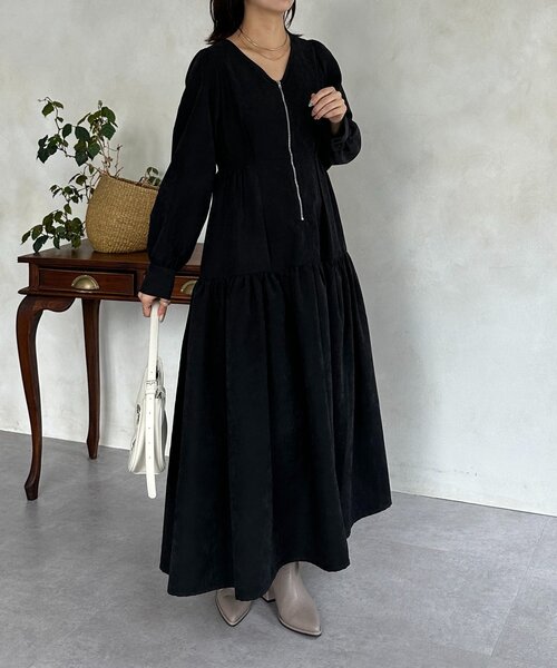 セール】フロントジップティアードワンピース（ワンピース）｜Thevon