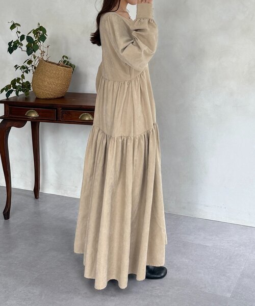 Thevon(ゼボン)の「フロントジップティアードワンピース(ワンピース・レディース・チャコールグレー/ベージュ/ブラック・FREE)」の19枚目の写真
