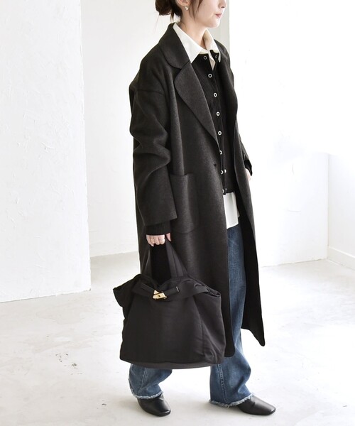 セール】quaranciel: ダブル パイル ニット ロング チェスター コート