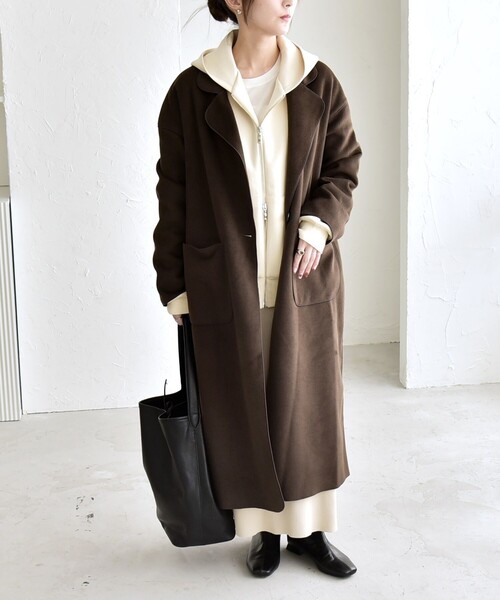 セール】quaranciel: ダブル パイル ニット ロング チェスター コート