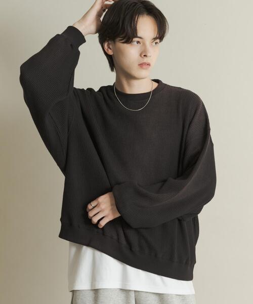 SENSE OF PLACE by URBAN RESEARCH（センスオブプレイスバイアーバンリサーチ）の「フェードワッフルバルーンスウェット（スウェット・メンズ・ブラック/ブラウン/ブルー・MEDIUM/LARGE）」の5枚目の写真