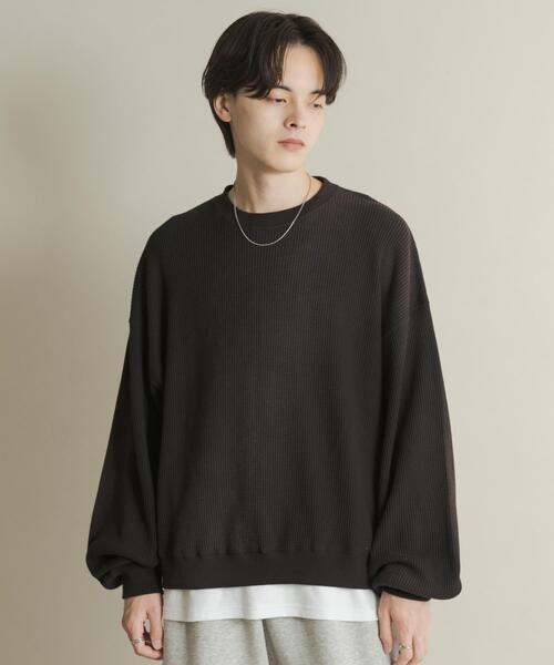 SENSE OF PLACE by URBAN RESEARCH（センスオブプレイスバイアーバンリサーチ）の「フェードワッフルバルーンスウェット（スウェット・メンズ・ブラック/ブラウン/ブルー・MEDIUM/LARGE）」の7枚目の写真
