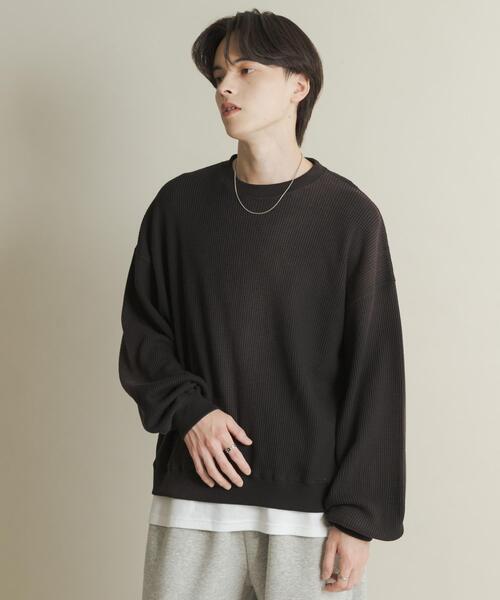 SENSE OF PLACE by URBAN RESEARCH（センスオブプレイスバイアーバンリサーチ）の「フェードワッフルバルーンスウェット（スウェット・メンズ・ブラック/ブラウン/ブルー・MEDIUM/LARGE）」の8枚目の写真