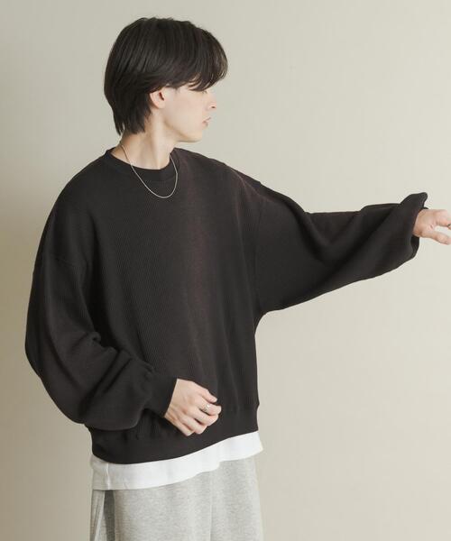 SENSE OF PLACE by URBAN RESEARCH（センスオブプレイスバイアーバンリサーチ）の「フェードワッフルバルーンスウェット（スウェット・メンズ・ブラック/ブラウン/ブルー・MEDIUM/LARGE）」の9枚目の写真
