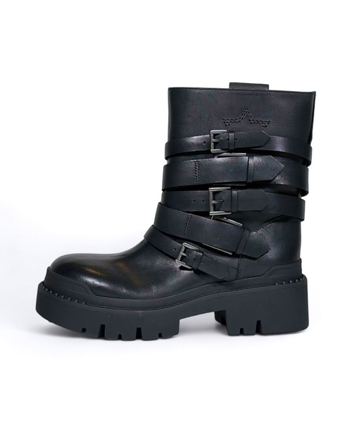 ASH（アッシュ）の「ASH/アッシュ【NIKI】ベルトコンバットブーツ 厚底 ロックテイスト ボリュームソール 6cmヒール（ブーツ・レディース・ブラック・35/39/38/37/36）」の2枚目の写真